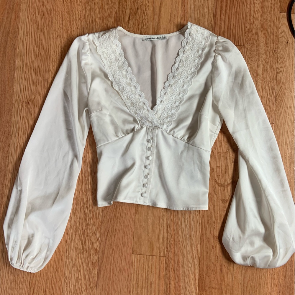 White silk lace top